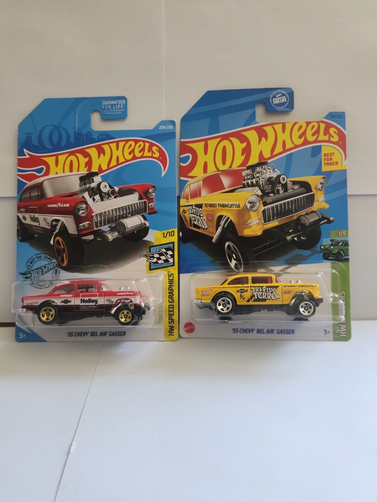 Hot Wheels Lot 2x 55 Chevy Bel Air Gasser Speed Graphics / HW Gassers L64