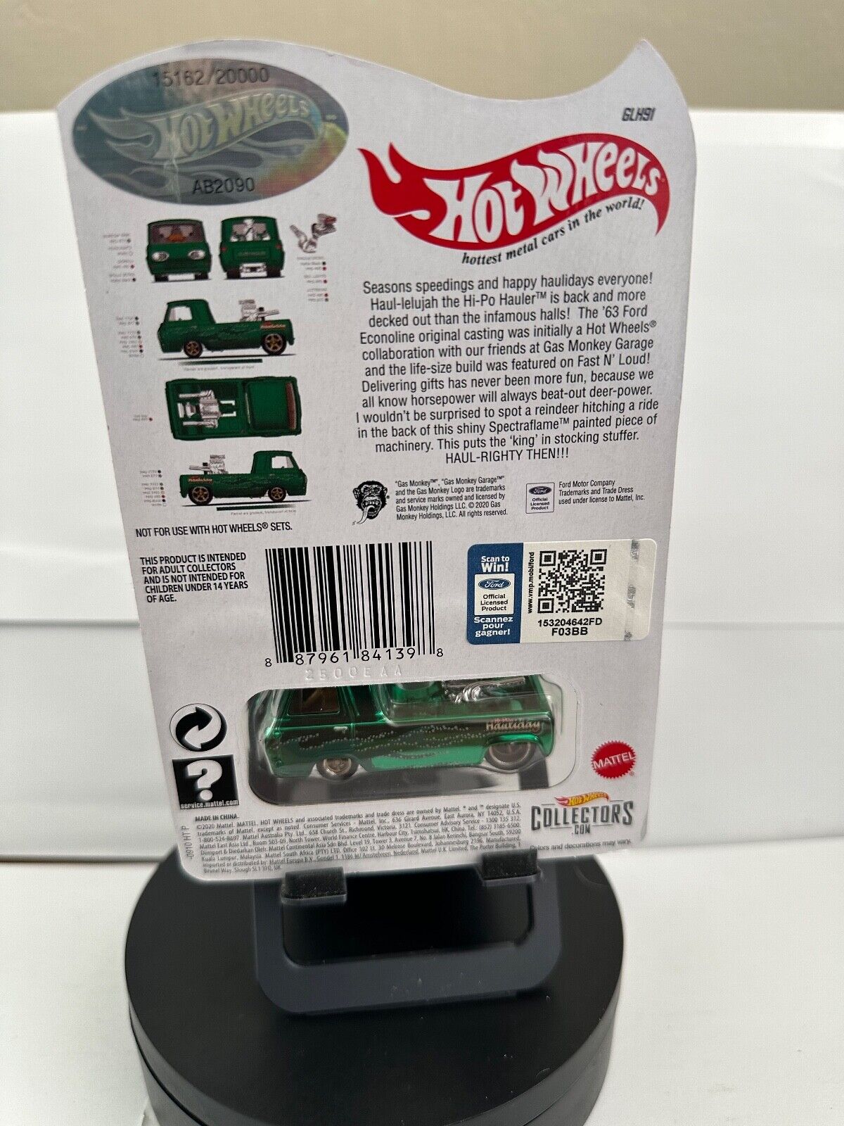 Hot Wheels RLC Exclusive 2020 Holiday Car Gas Monkey Hi-Po Hauler #15162 L62