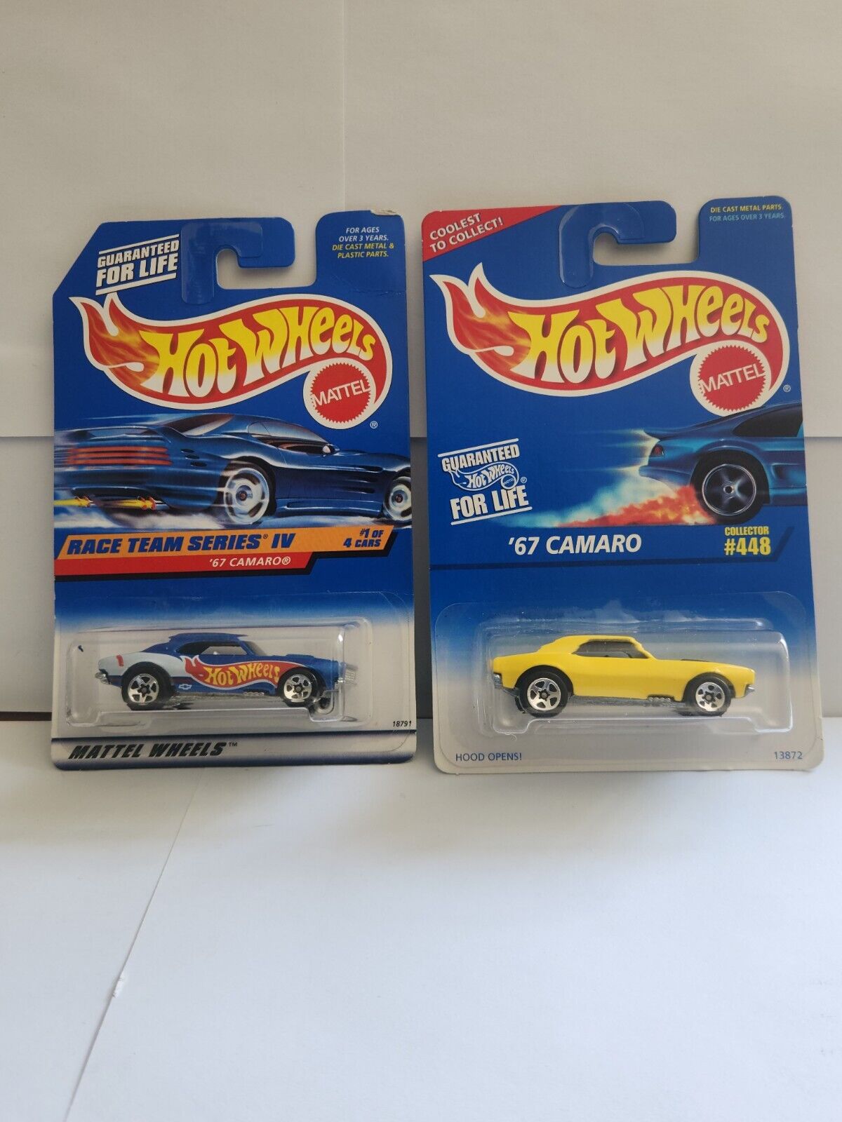 Hot Wheels Lot 2x Race Team Series IV '67 Camaro / '67 Camaro #448 L64