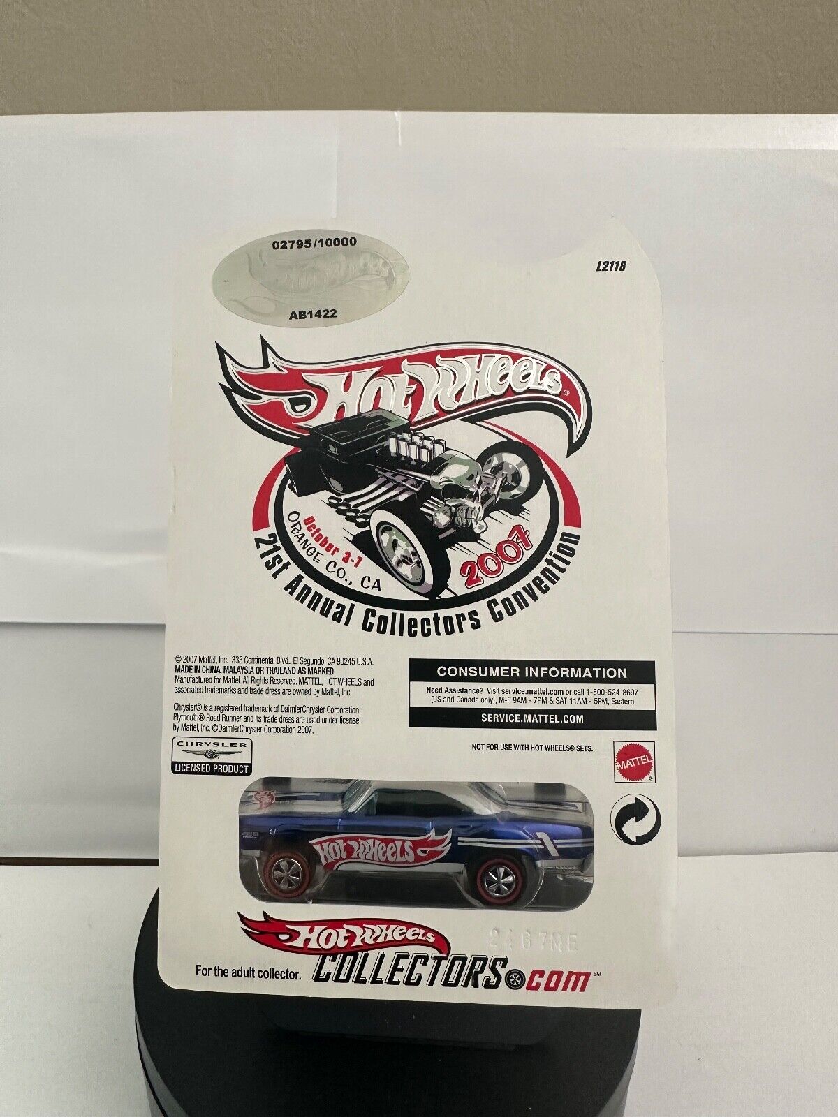 Hot Wheels 21st Annual Collector's Convention '70 Plymouth Roadrunner #2795  L62
