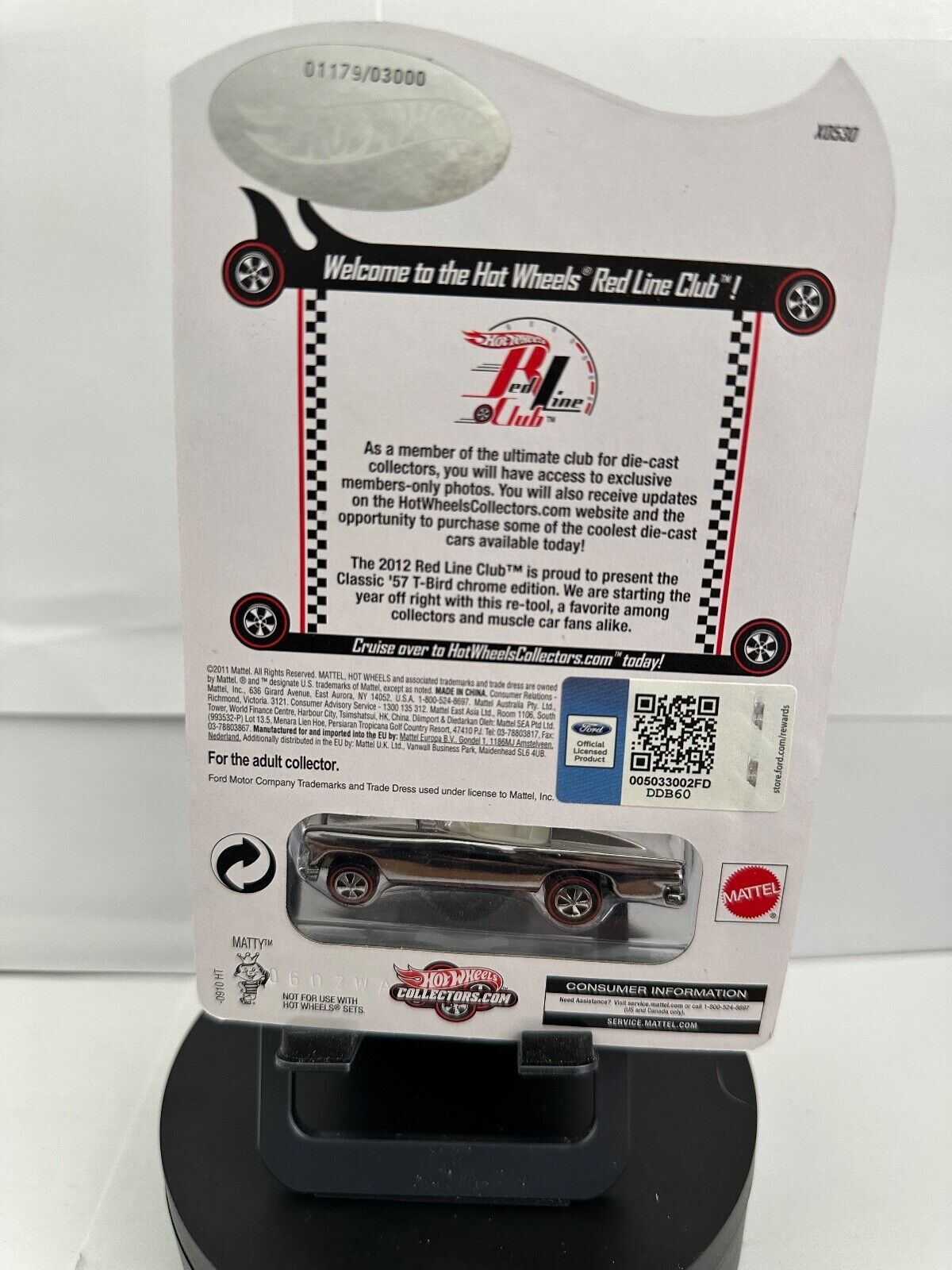 Hot Wheels RLC 2012 Club Exclusive Classic '57 T-Bird Chrome #1179  L63