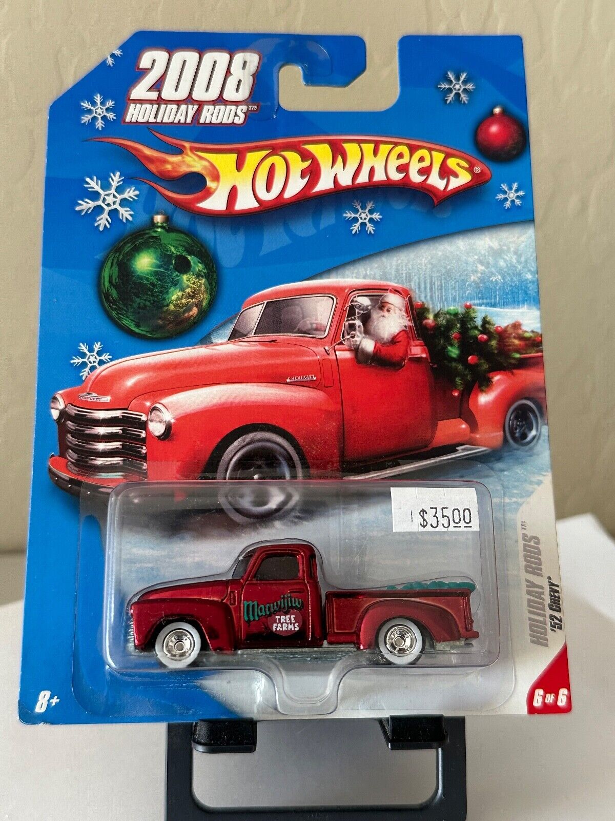 Hot Wheels 2008 Holiday Rods '52 Chevy Red #6/6 Real Riders w/Protector L70