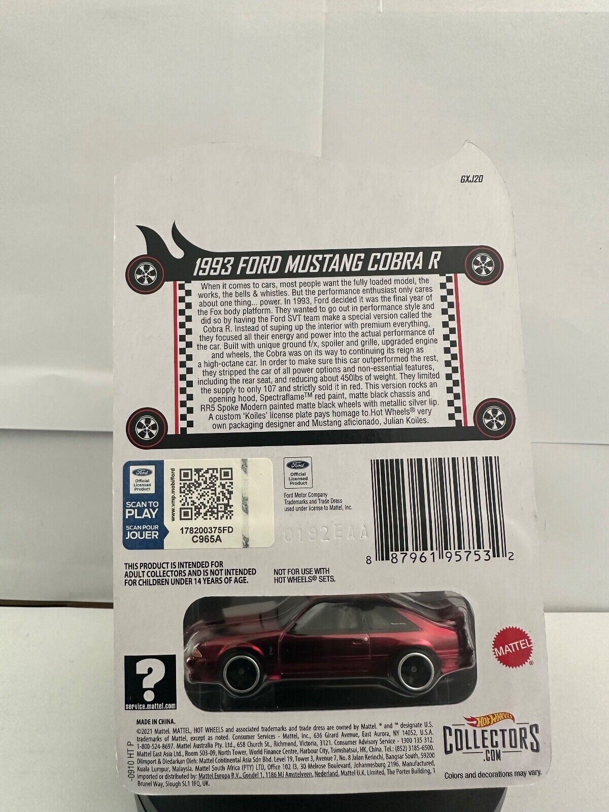 Hot Wheels 2021 Red Line Club RLC Exclusive 1993 Ford Mustang Cobra R  L61