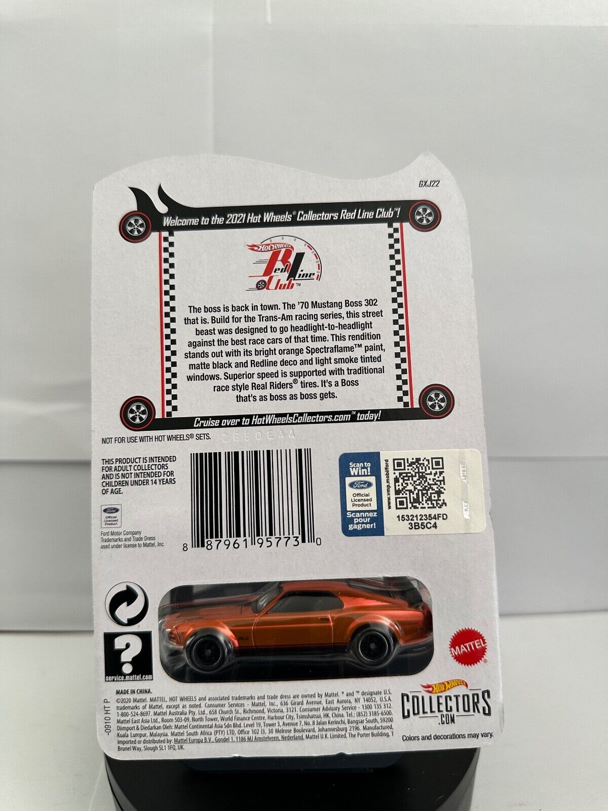 2021 Hot Wheels Red Line Club RLC Exclusive '70 Mustang Boss 302 Orange  L63